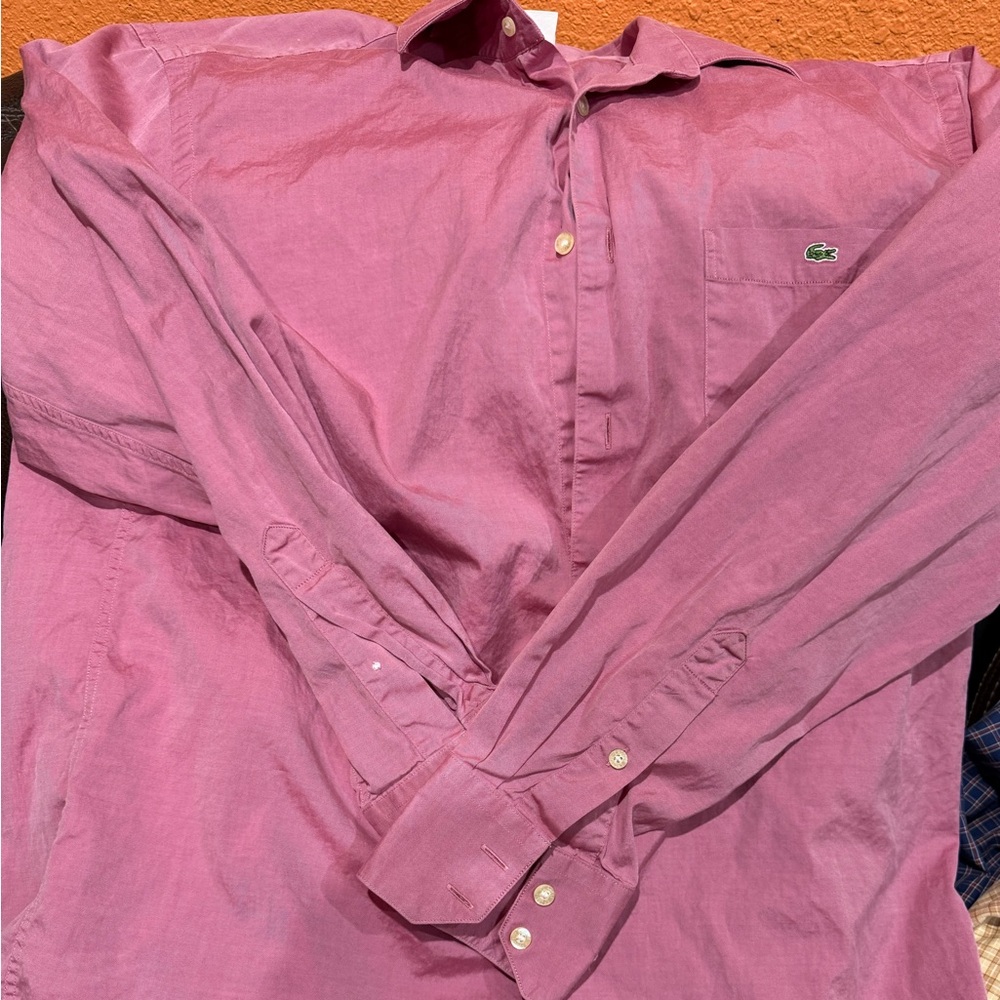 Lacoste size 42 
 Button Down Shirt Mens Long Sleeve